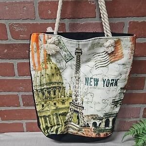 Stylish New York Print Tote Bag - Multicolor